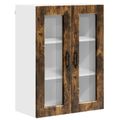 vidaXL Nástenný sklenený kabinet PORTO Dymová dub 60 x 31 x 80 cm