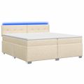 vidaXL Posteľ s boxspringom a matracom a LED Krémová 200 x 200 cm