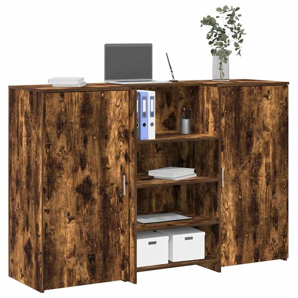 vidaXL Recepčný stôl dymový dub 155x50x103,5 cm kompozitné drevo