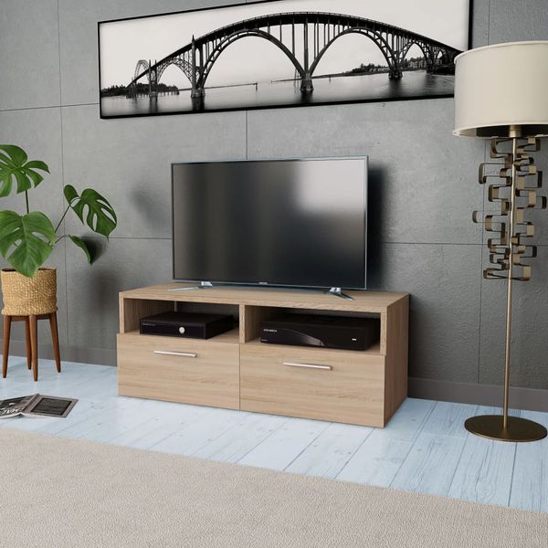 vidaXL TV skrinka, kompozitné drevo 95x35x36 cm, dubová