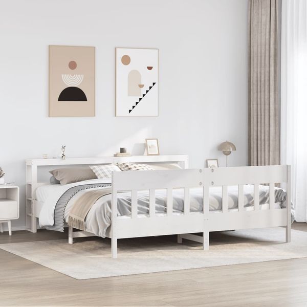vidaXL Posteľ bez matraca biela 180x200 cm masívna borovica