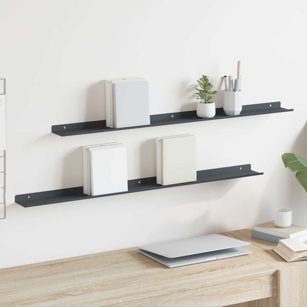 vidaXL Závesná polica Nástenný 2 pcs Antracit 100 x 9 x 2,5 cm Oceľ