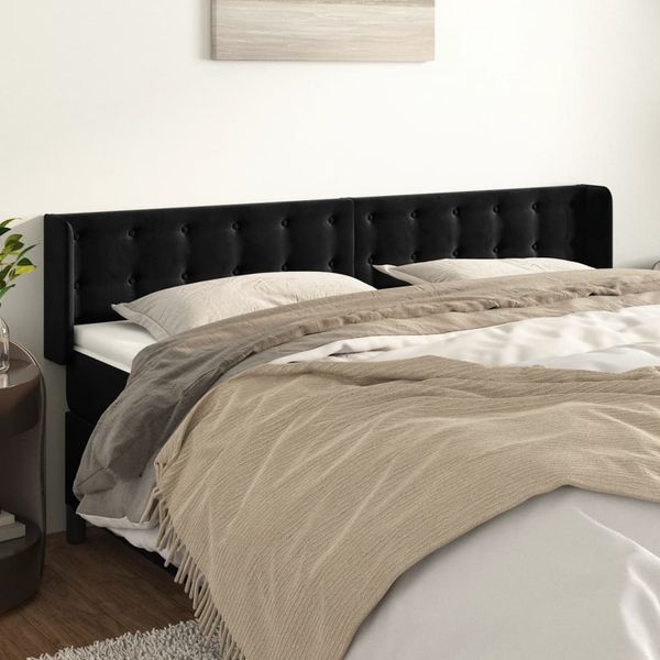 vidaXL Čelo postele so záhybmi čierne 183x16x78/88 cm zamat