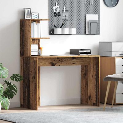 vidaXL Stôl s poličkou Staré drevo 102 x 50 x 124 cm Kompozitné drevo