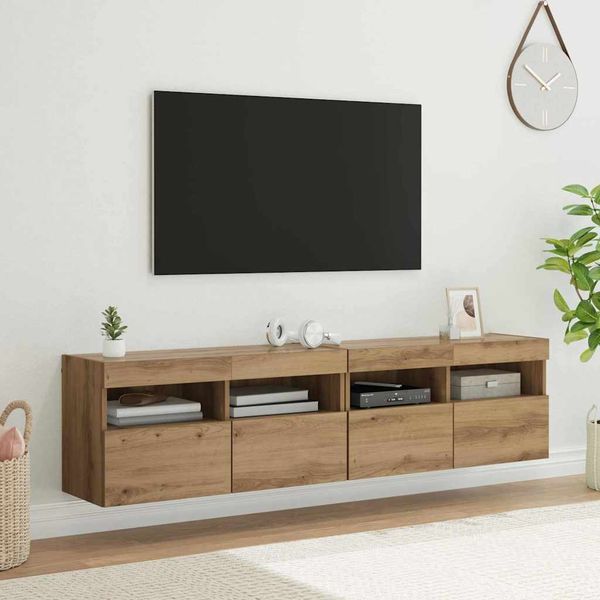 vidaXL TV Steny Skine s LED 2 pcs Remeselný dub 80 x 30 x 40 cm