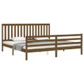 vidaXL Posteľný rám s čelom medovo-hnedý 200x200 cm masívne drevo