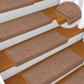 vidaXL Schodové rohože 15 ks 65x21x4 cm hnedé s obdĺžnikovým okrajom