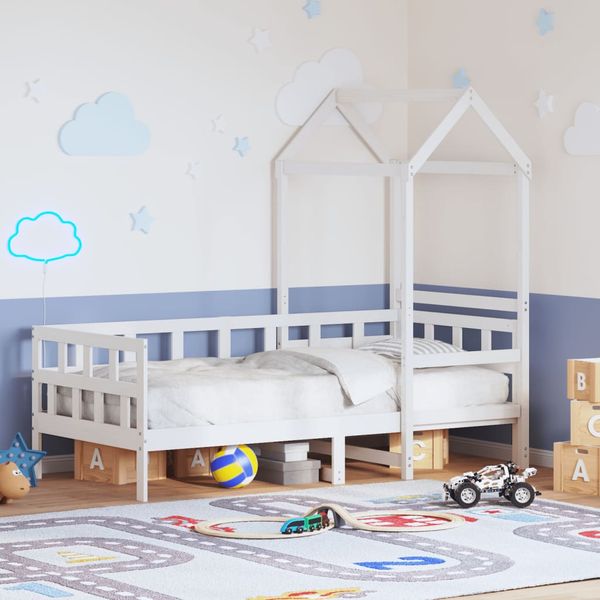 vidaXL Denná posteľ so strieškou biela 80x200 cm borovicový masív
