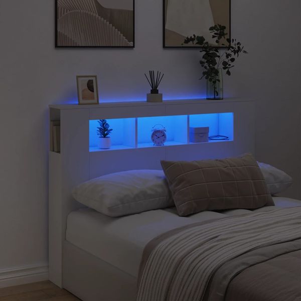 vidaXL Čelo s LED biele 140x18,5x103,5 cm kompozitné drevo