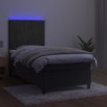 vidaXL Posteľ boxsping s matracom a LED tmavosivá 80x200 cm zamat