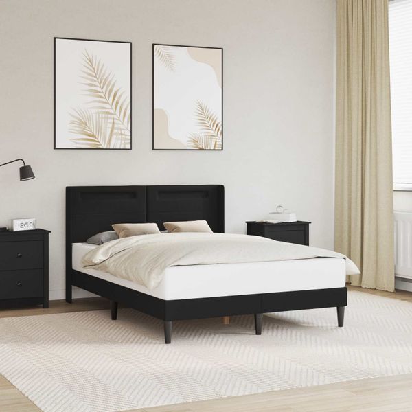 vidaXL Rám postele s LED pásikmi Čierna 140 x 200 cm Umelá koža