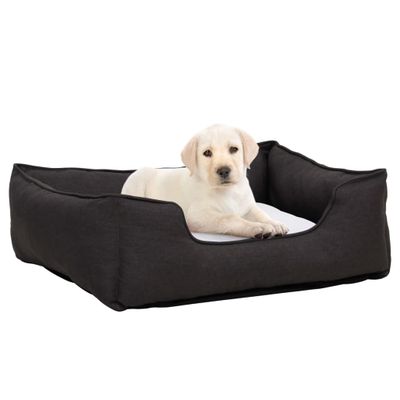 vidaXL Pelech pre psa tmavosivý a biely 110,5x80,5x26 cm ľanový vzhľad flís
