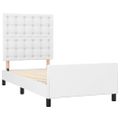 vidaXL Posteľný rám s čelom biely 100x200 cm umelá koža
