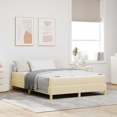 vidaXL Posteľ s pružinovým rámom s matracmi Krémová 140 x 190 cm látka