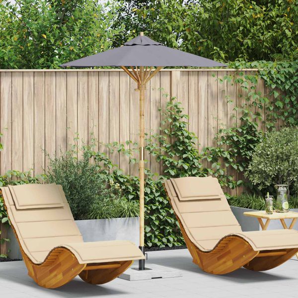 vidaXL Záhradný slnečník Tmavo šedá Ø 150 x 210 cm Bambus