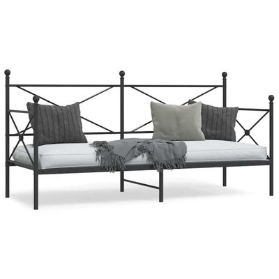 vidaXL Denná posteľ bez matraca Čierna 80x200 cm Oceľ