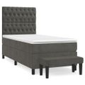 vidaXL Posteľný rám boxspring s matracom tmavosivý 90x200 cm zamat