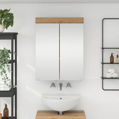 vidaXL Kúpeľňová zrkadlová skrinka TULUM Remeselný dub