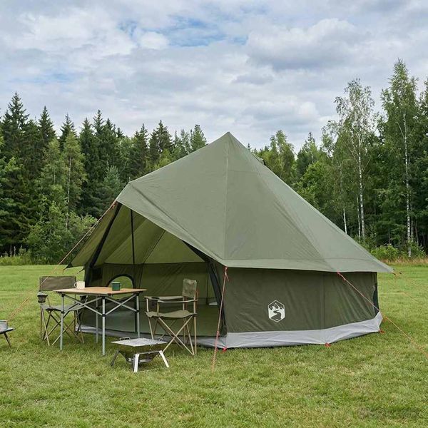 vidaXL Tipi stan 6-miestny Olivovo zelená Polyester a oceľ