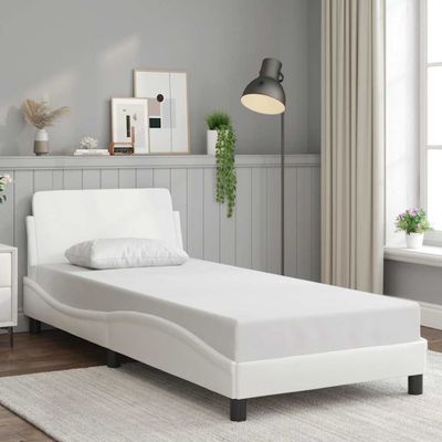 vidaXL Rám postele Dover biely 80x200 cm umelá koža