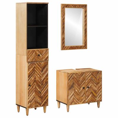 vidaXL Set kabinetov do kúpeľne so zásuvkou 3 pcs Masívne mango drevo