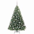 vidaXL Umelý vianočný stromček s 300 LED-i Zelená 180 cm PE a PVC