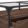 vidaXL Konferenčný stolík sklenená doska hnedý dub 98,5x50x45 cm oceľ