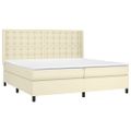 vidaXL Boxspring posteľ s matracom a LED krémová 200x200 cm umelá koža