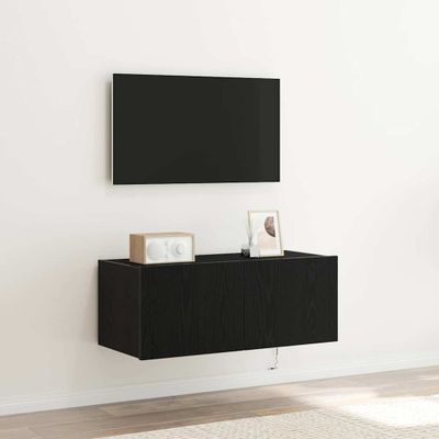 vidaXL TV nástenná skriňa Čierny dub 80 x 35 x 31 cm Kompozitné drevo