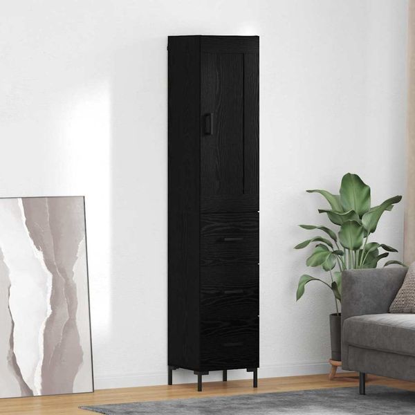 vidaXL Highboard Čierny dub 34,5 x 34 x 180 cm Kompozitné drevo