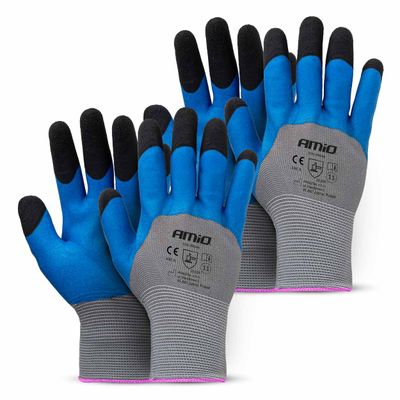 Ochranné rukavice polyesterové, potiahnuté penou na 3/4 povrchu, veľkosť 11 (2 páry), trieda 3131X – AMiO-04646