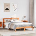 vidaXL Posteľný rám s čelom voskový hnedý 135x190 cm borovicový masív
