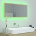 vidaXL LED kúpeľňové zrkadlo dubu sonoma 90x8,5x37 cm, akryl