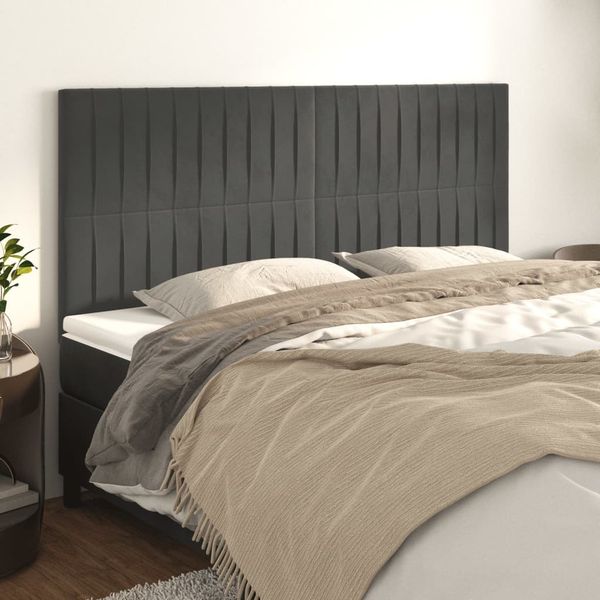 vidaXL Čelo postele tmavosivé 200x5x118/128 cm zamatové
