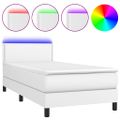 vidaXL Boxspring posteľ s matracom a LED biela 80x200 cm umelá koža