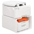 vidaXL Integrované kempingové WC biele 24+17 l HDPE a oceľ