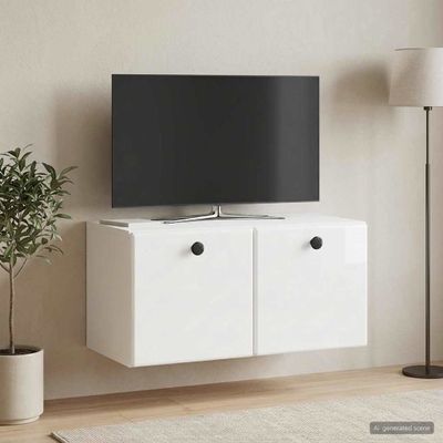 vidaXL Nástenná TV skrinka 59,5 x 31 x 30 cm Biela s vysokým leskom
