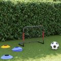 vidaXL Futbalová bránka so sieťou červeno-čierna 90x48x71 cm oceľ