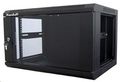 XtendLan 19" jednodílný nástěnný rozvaděč 12U, šířka 600mm,hloubka 450mm, skleněné dveře-kouřové sklo,nosnost 60kg,čern