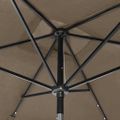 vidaXL Záhradný slnečník s LED, oceľová tyč, sivohnedý 2x3 m