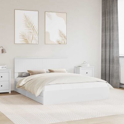 vidaXL Úložná posteľ so zásuvkou Biela 160 x 200 cm Kompozitné drevo
