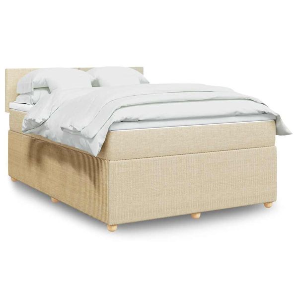 vidaXL Boxspring posteľ s matracom krémový 140x190 cm látka