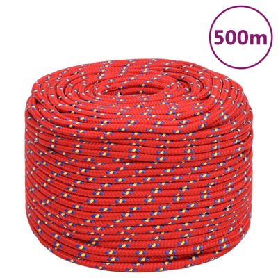 vidaXL Lodné lano červené 10 mm 500 m polypropylén
