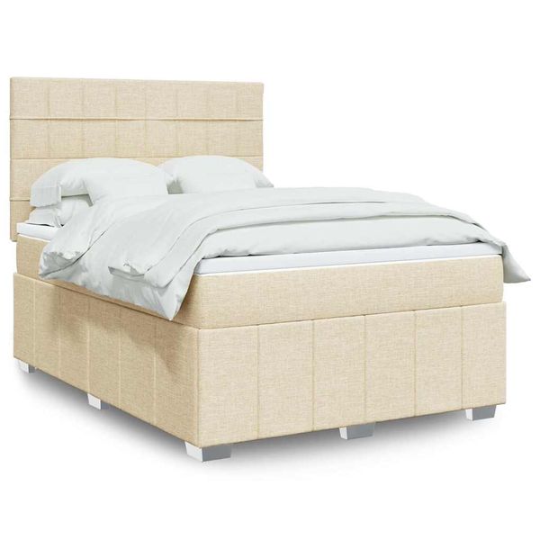 vidaXL Boxspring posteľ s matracom krémový 140x190 cm látka