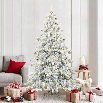 vidaXL Umelý Sklápací Vianočný Stromček Biela 180 cm PVC a oceľ