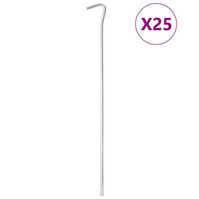 vidaXL Stanové kolíky 25 ks 30 cm Ø7 mm pozinkovaná oceľ