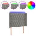 vidaXL Čelo postele s LED bledosivé 93x16x118/128 cm zamat
