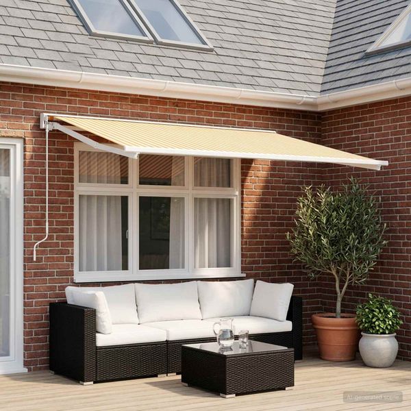 vidaXL Náhradná látka na markízu Žltá a biela 400 × 300 cm Polyester
