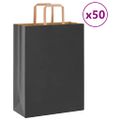 vidaXL Papierové tašky 50 ks s rúčkami, čierna, 26x12x35 cm