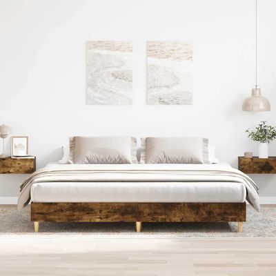 vidaXL Posteľný rám bez matraca dymový dub 180x200 cm kompozitné drevo